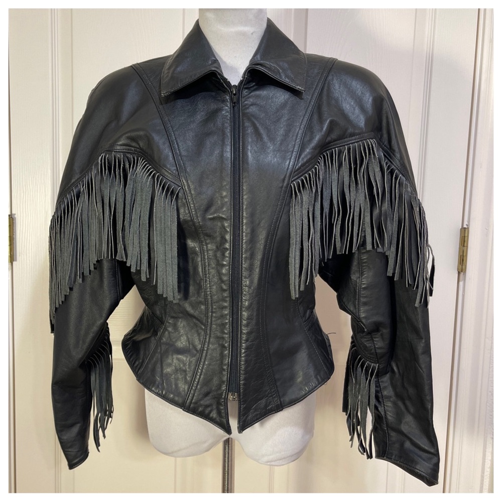Vintage Phoenix fringe leather jacket